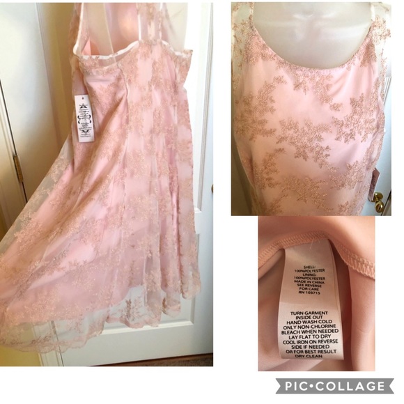 Nanette Lepore Peachy Pink Dress Lace Shimmer - Picture 4 of 8